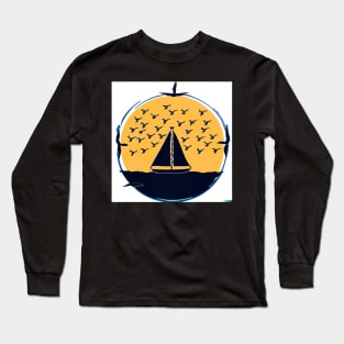 Sail boat hand drawing Long Sleeve T-Shirt